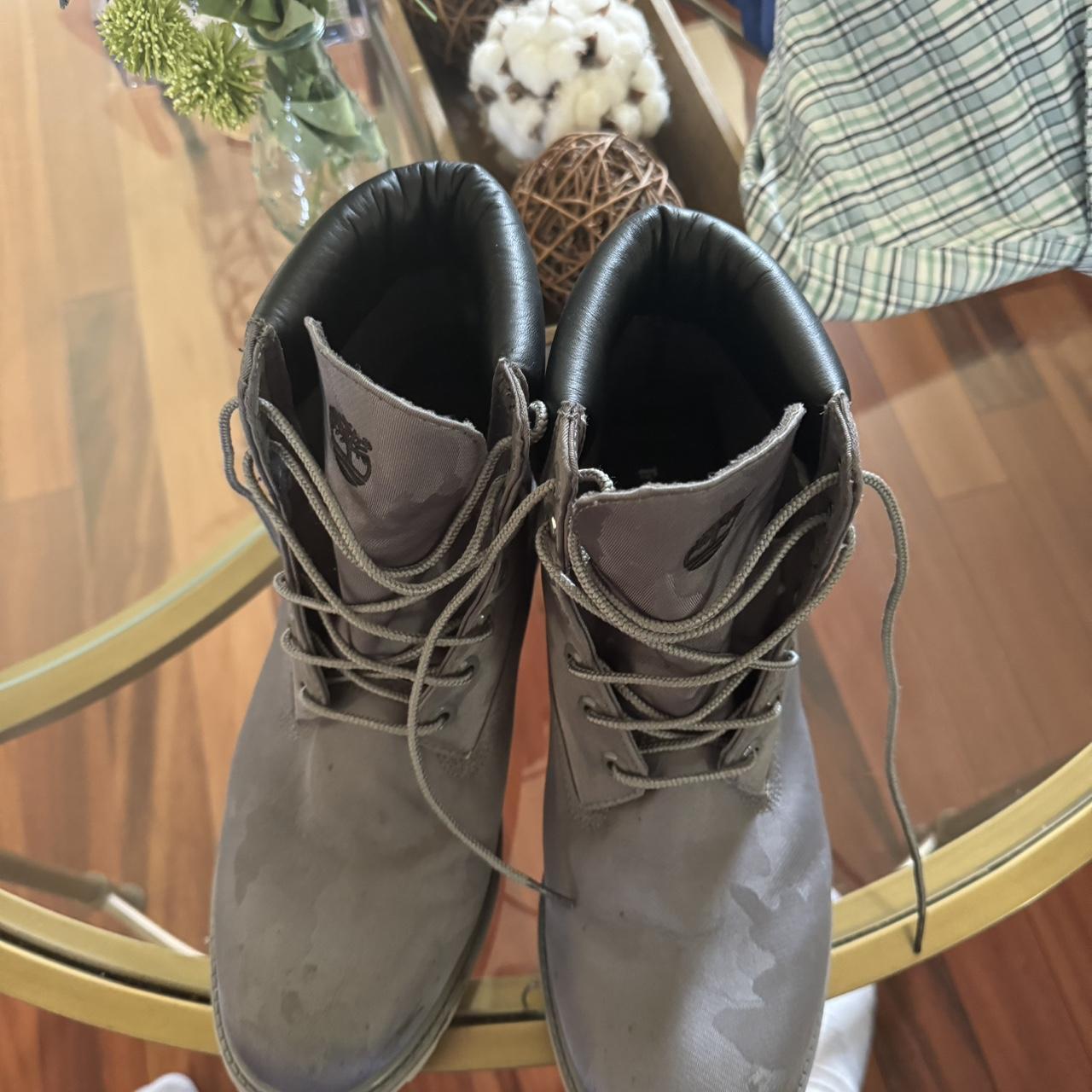 Timberland gray camo boots worn 2 3 times originally. Depop