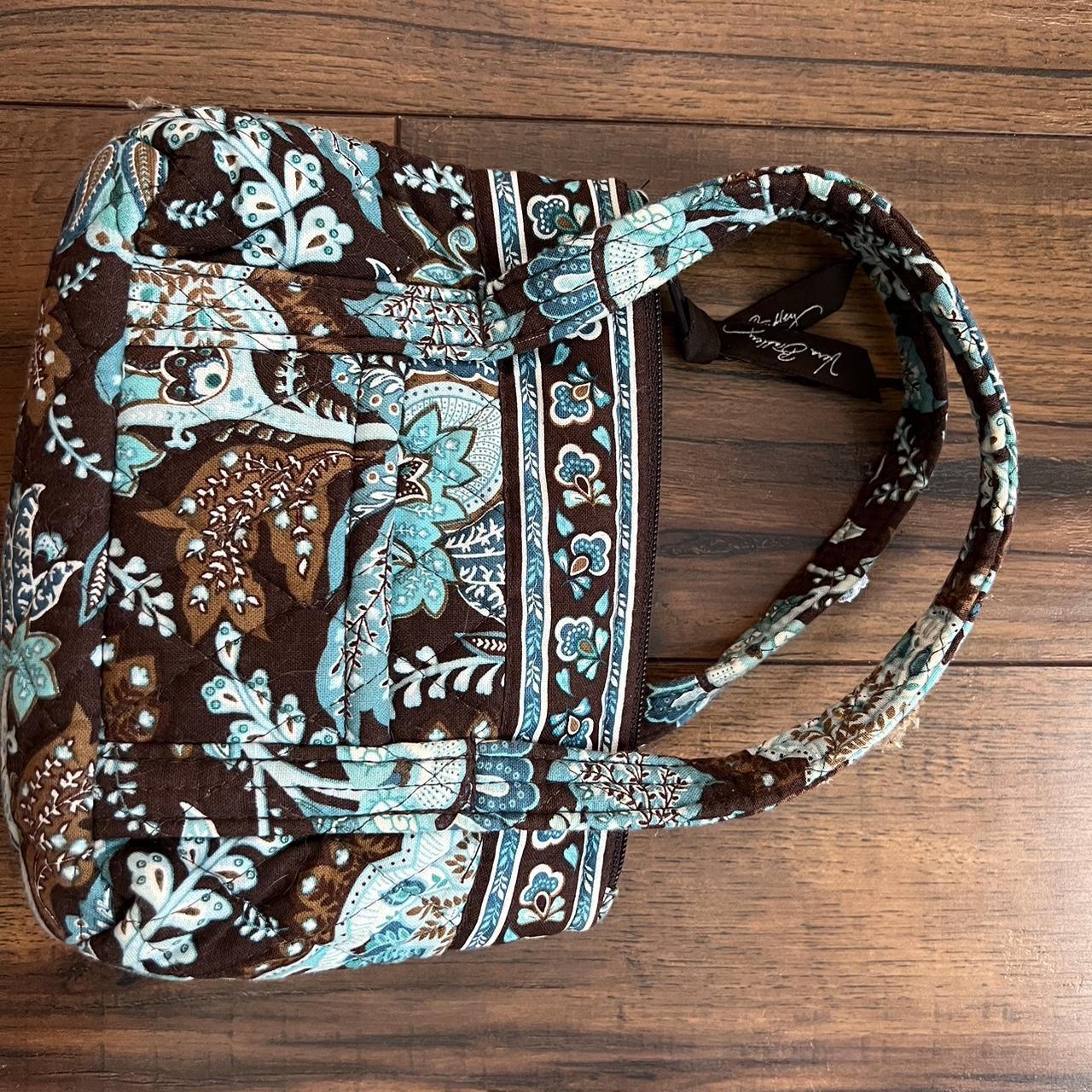 Vera Bradley brown and blue quilted mini... - Depop