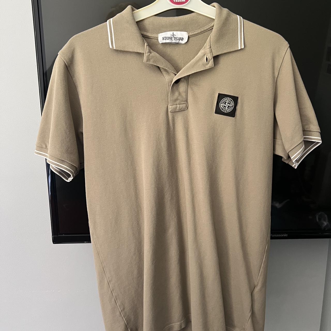 Stone colour stone island polo, barely worn, good... - Depop