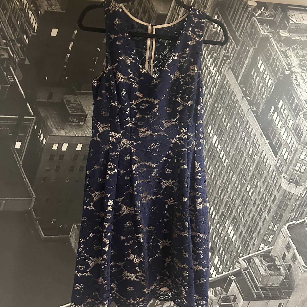 Vince Camuto Dress Navy Blue Size 4 Worn 1x for an... - Depop