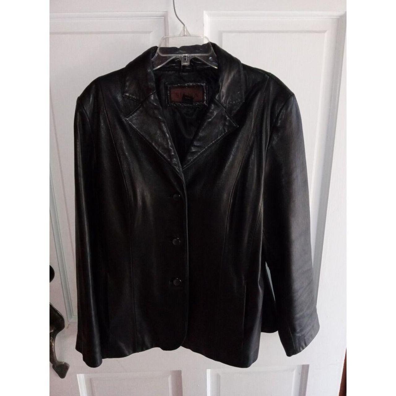 Siena Black Leather Jacket Size 16 Button Pockets. Depop