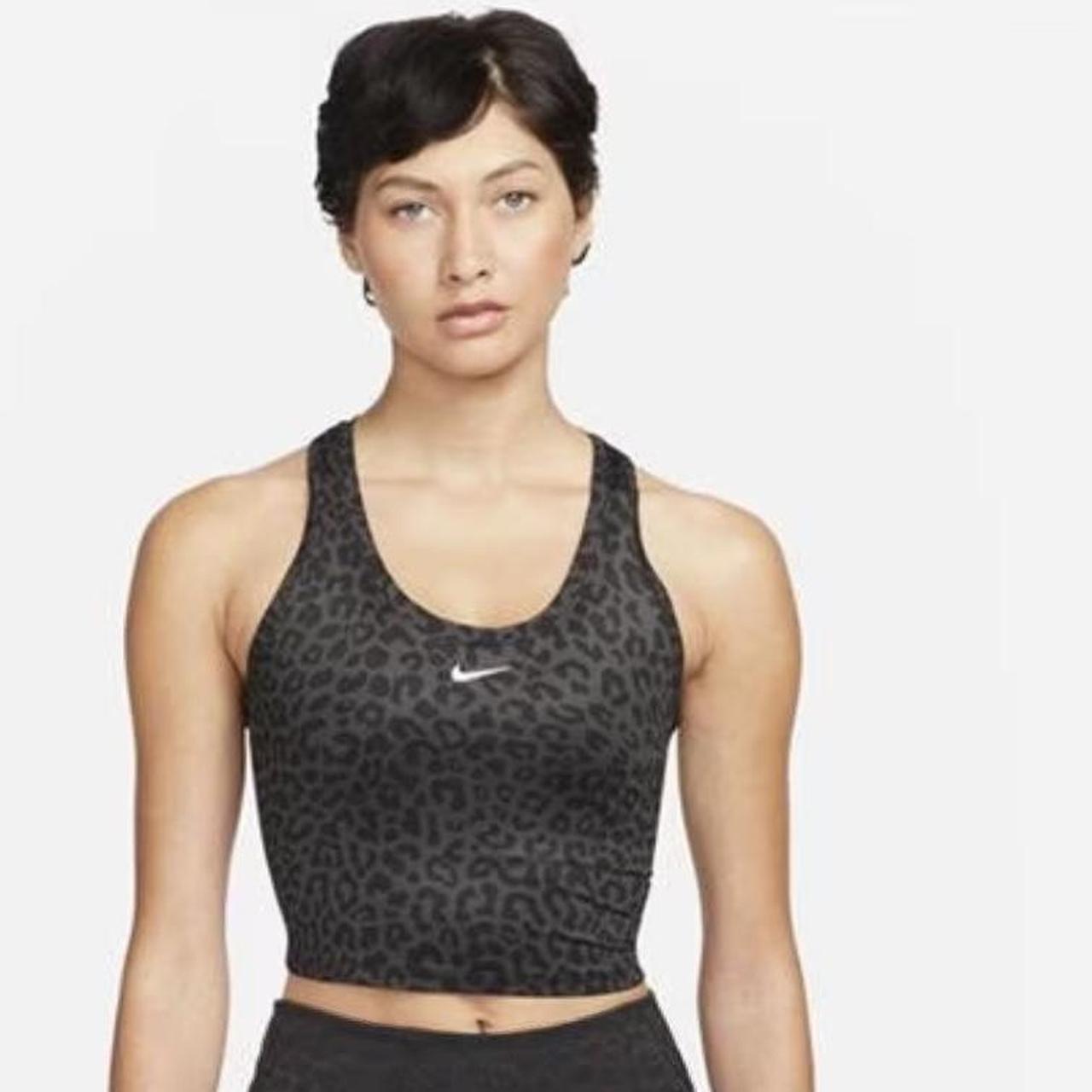 Nike black leopard print crop top Depop