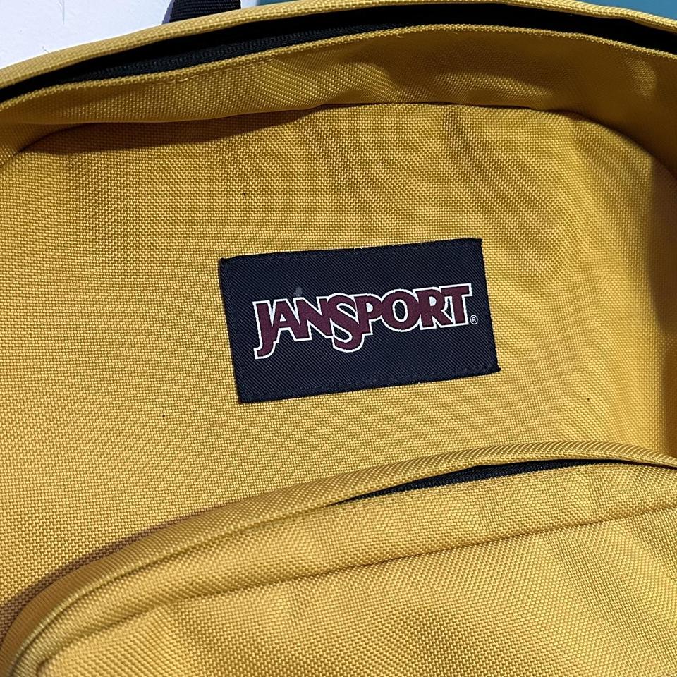 Jansport Backpack Mustard Yellow and Brown Suede. Depop