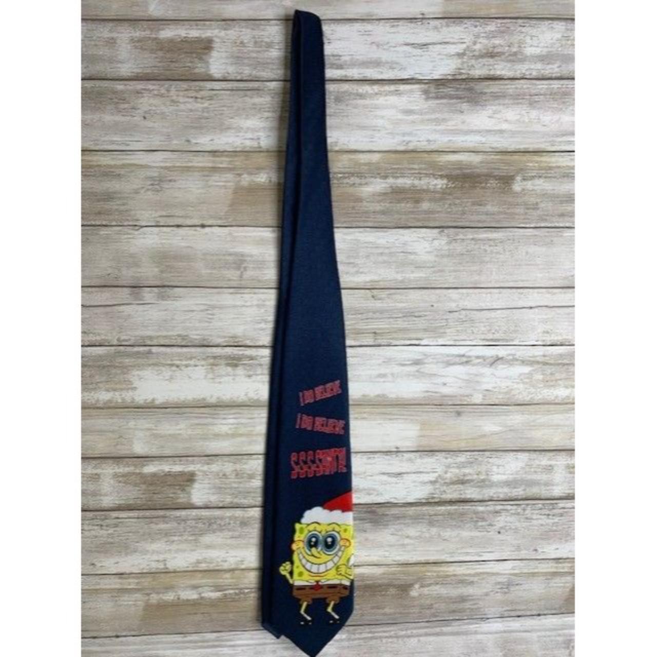 SpongeBob SquarePants Navy Novelty Tie With "I Do... | Depop