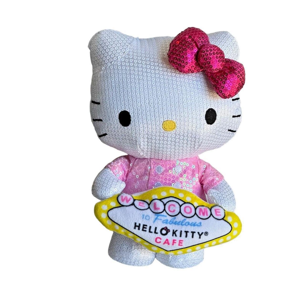 Hello Kitty Cafe Sequin Plush Toy 8 Inch Pink Bow Depop