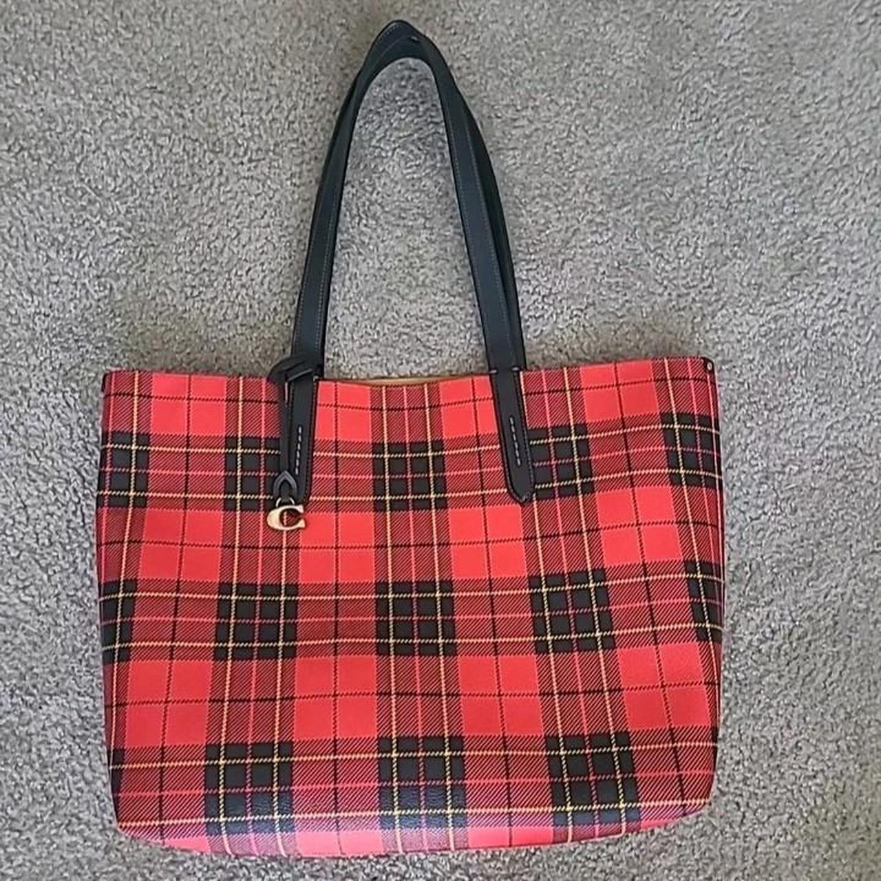 Coach plaid outlet print canvas tote