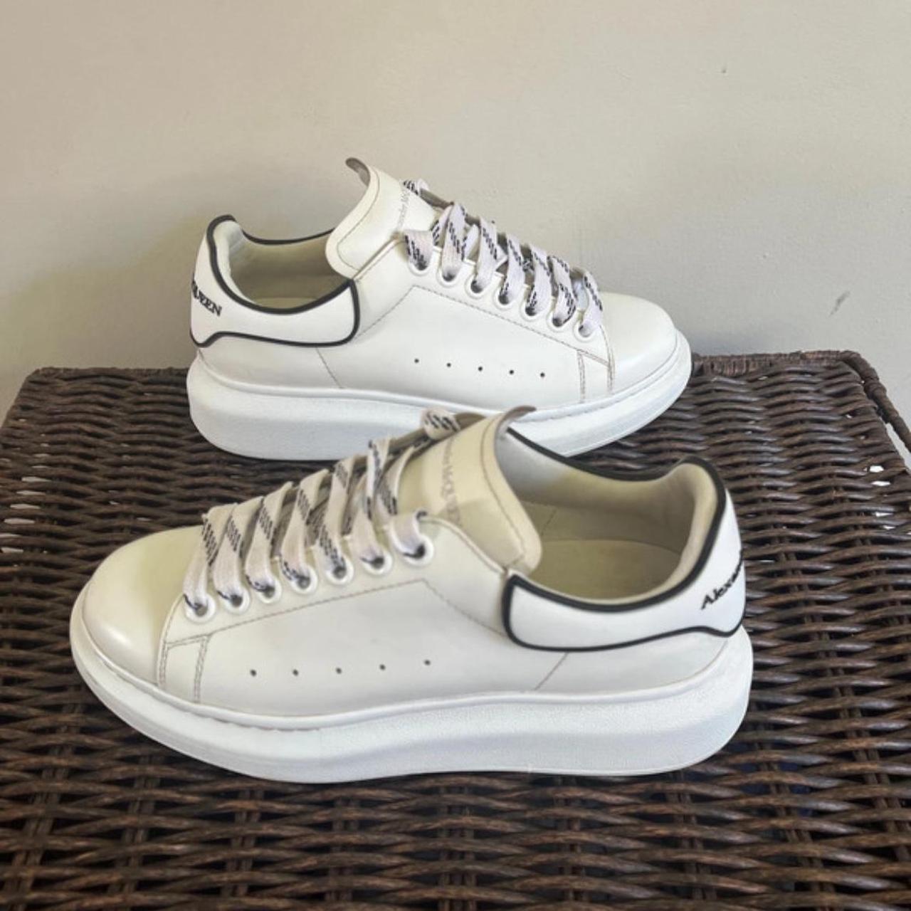 Alexander McQueen white and black leather sneakers | Depop