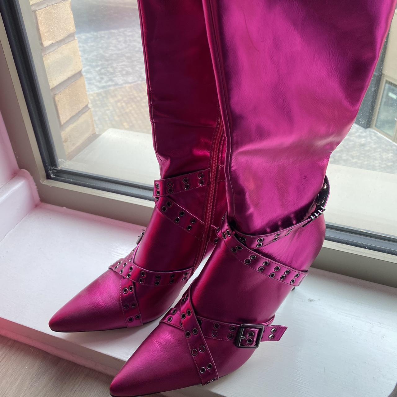 Niihai metallic pink boots in size eu 41 fits a... - Depop