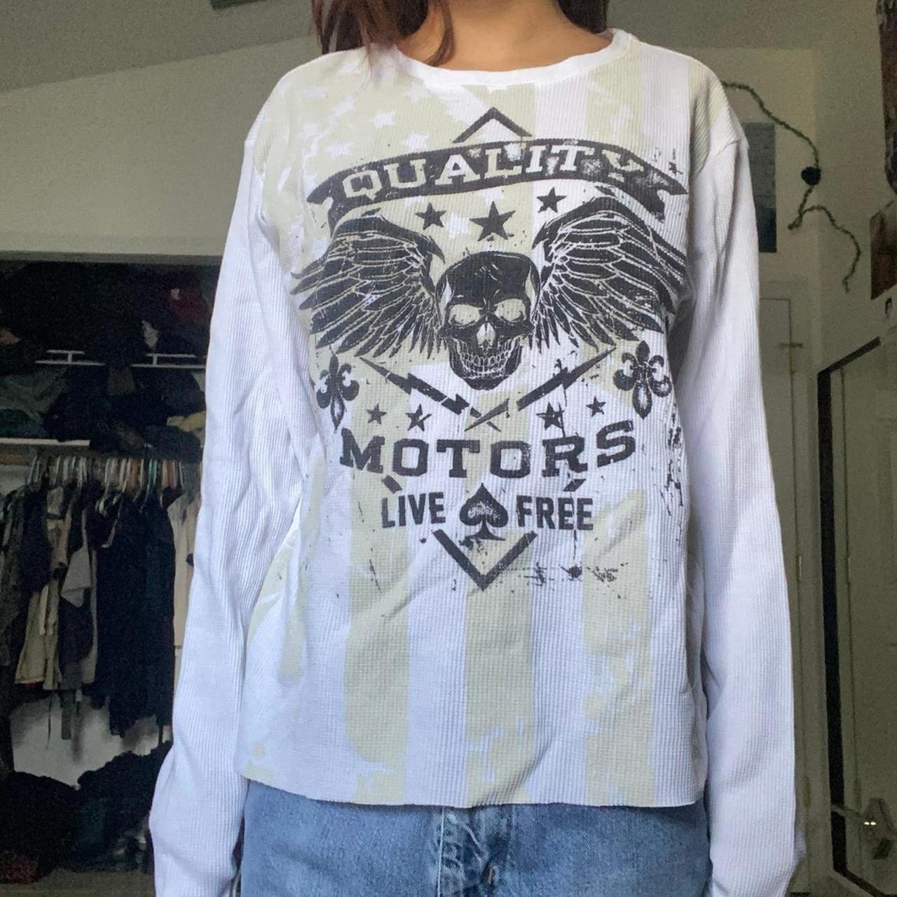 faded glory skull thermal long sleeve affliction. Depop