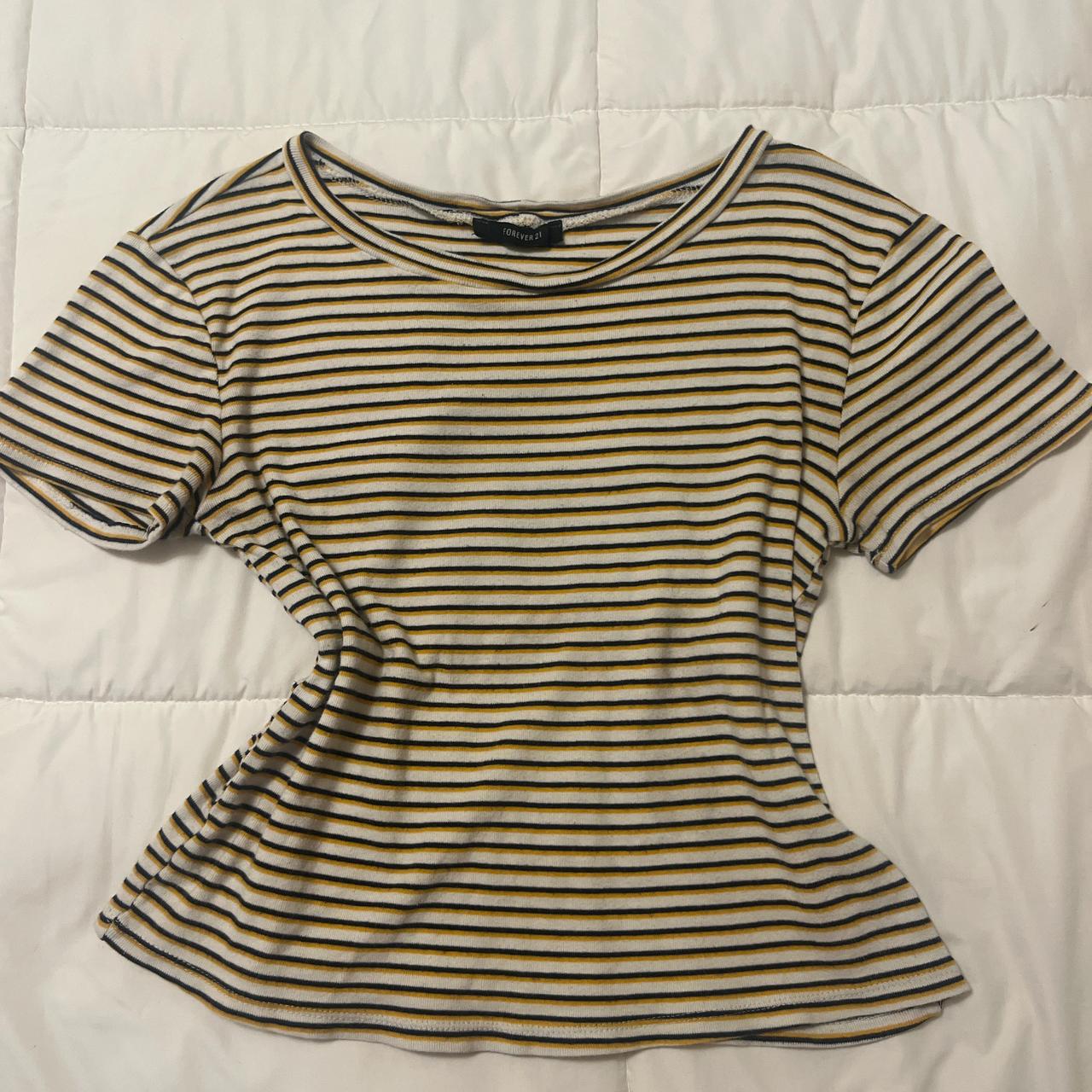 super cute forever 21 striped semi cropped tee. Depop