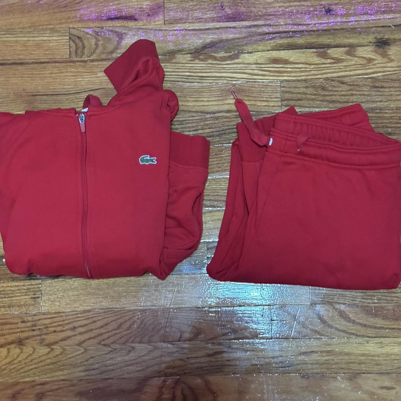 Lacoste red sweatsuit size L fits like M Depop