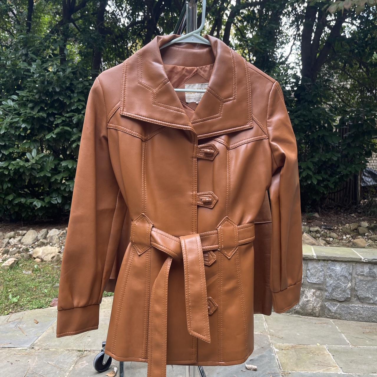 70s faux leather coat • amazing vintage Mod Maid... - Depop