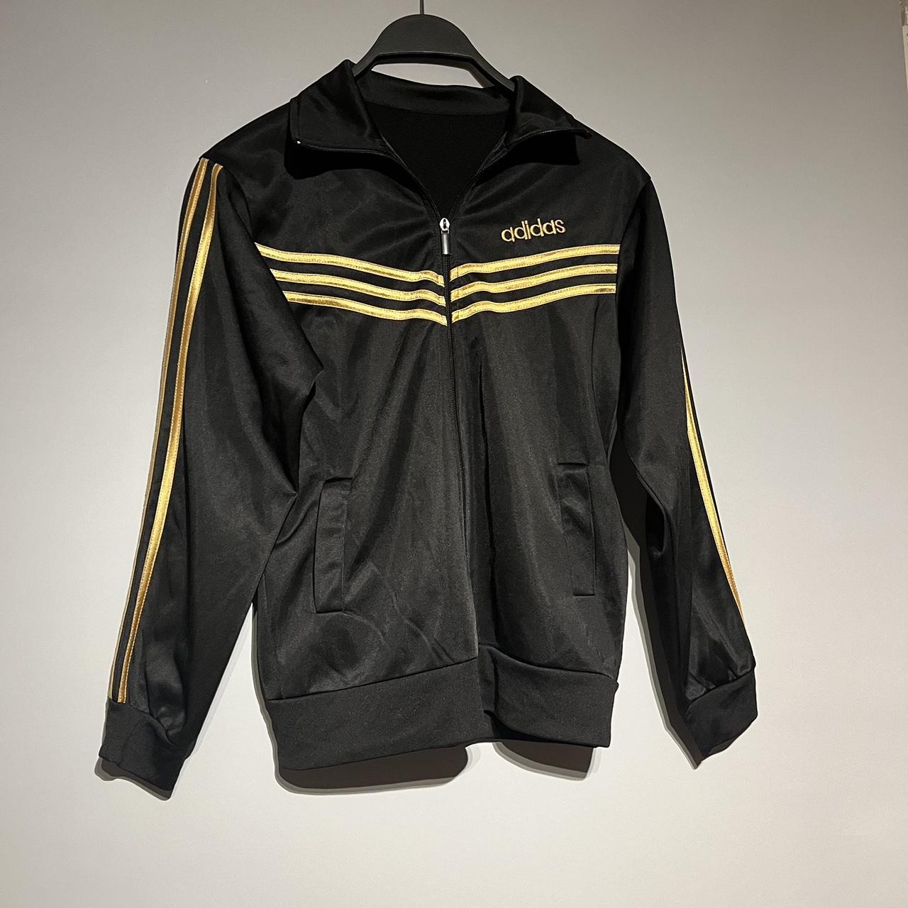 Adidas black and gold track jacket