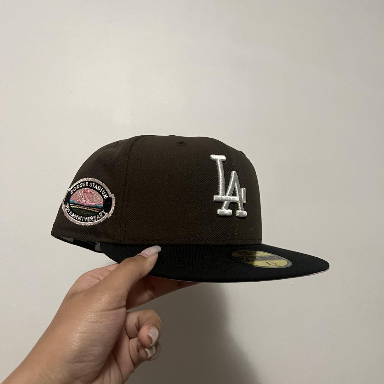 Cap City Los Angeles Dodgers Black Fitted with Pink Logo and Pink UV Size 7  1/2