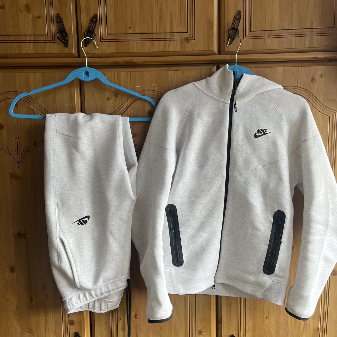 Nike Tech Fleece white tracksuit hoodie and. Depop