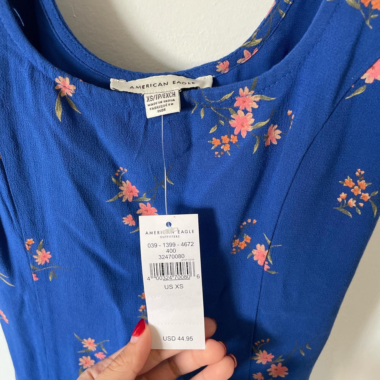 American Eagle Outfitters Women's Blue and Orange Dress | Depop