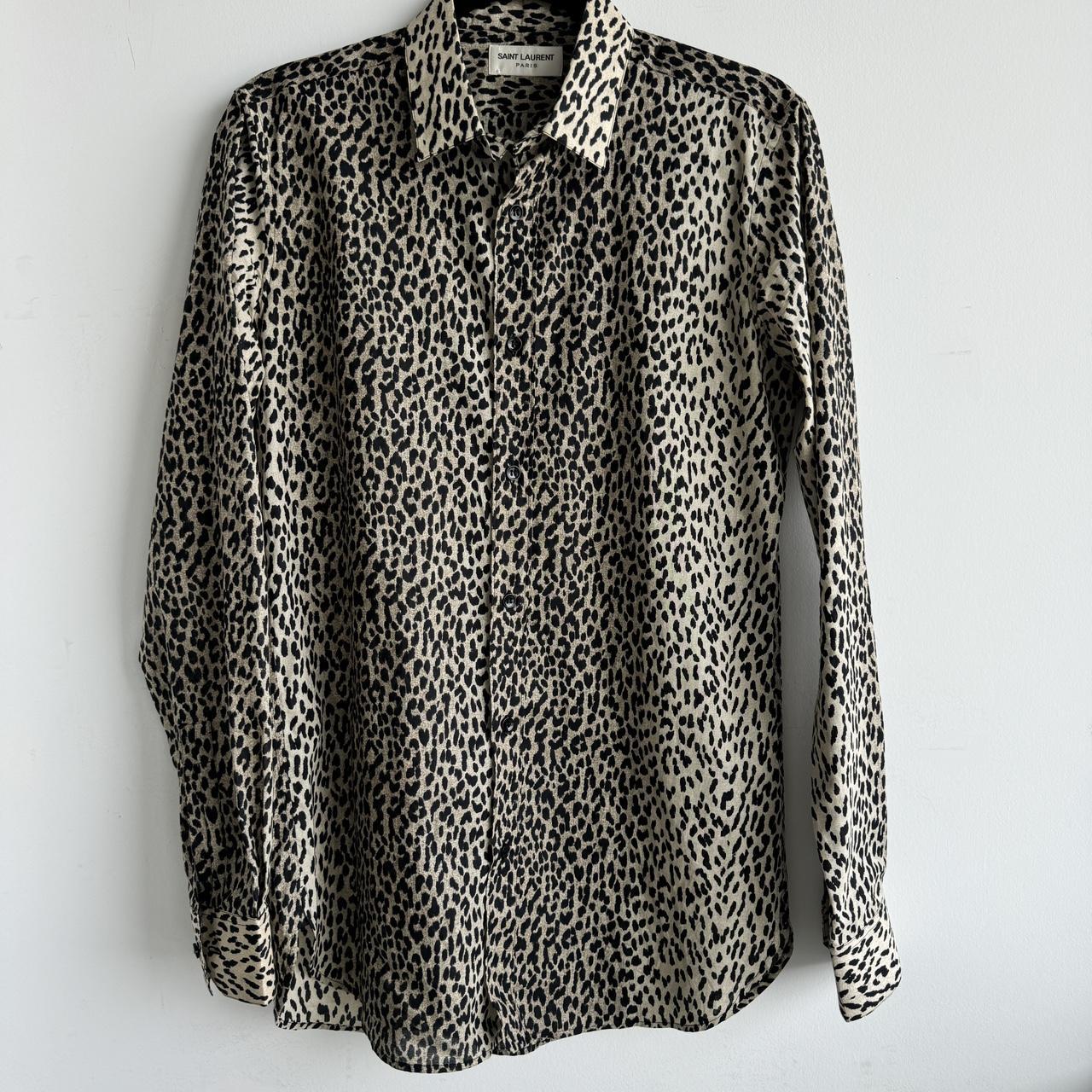 Saint Laulent レオパード開襟シャツ Saint Laurent Leopard pattern button up shirt Size | Depop