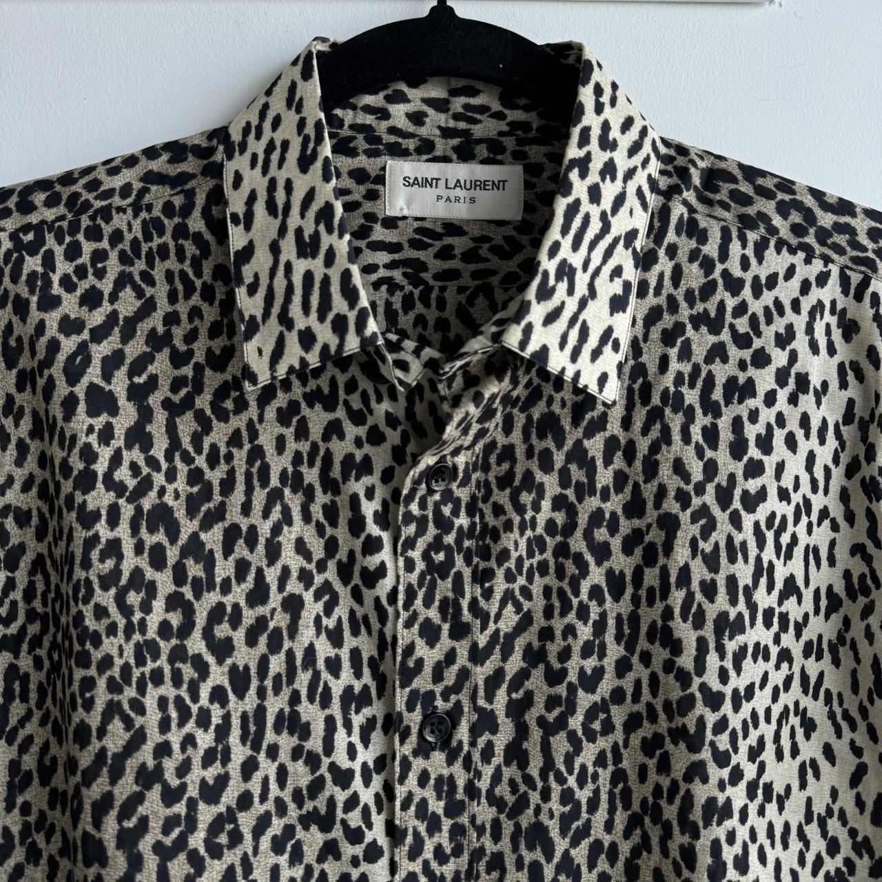 Saint Laulent レオパード開襟シャツ Saint Laurent Leopard pattern button up shirt Size | Depop