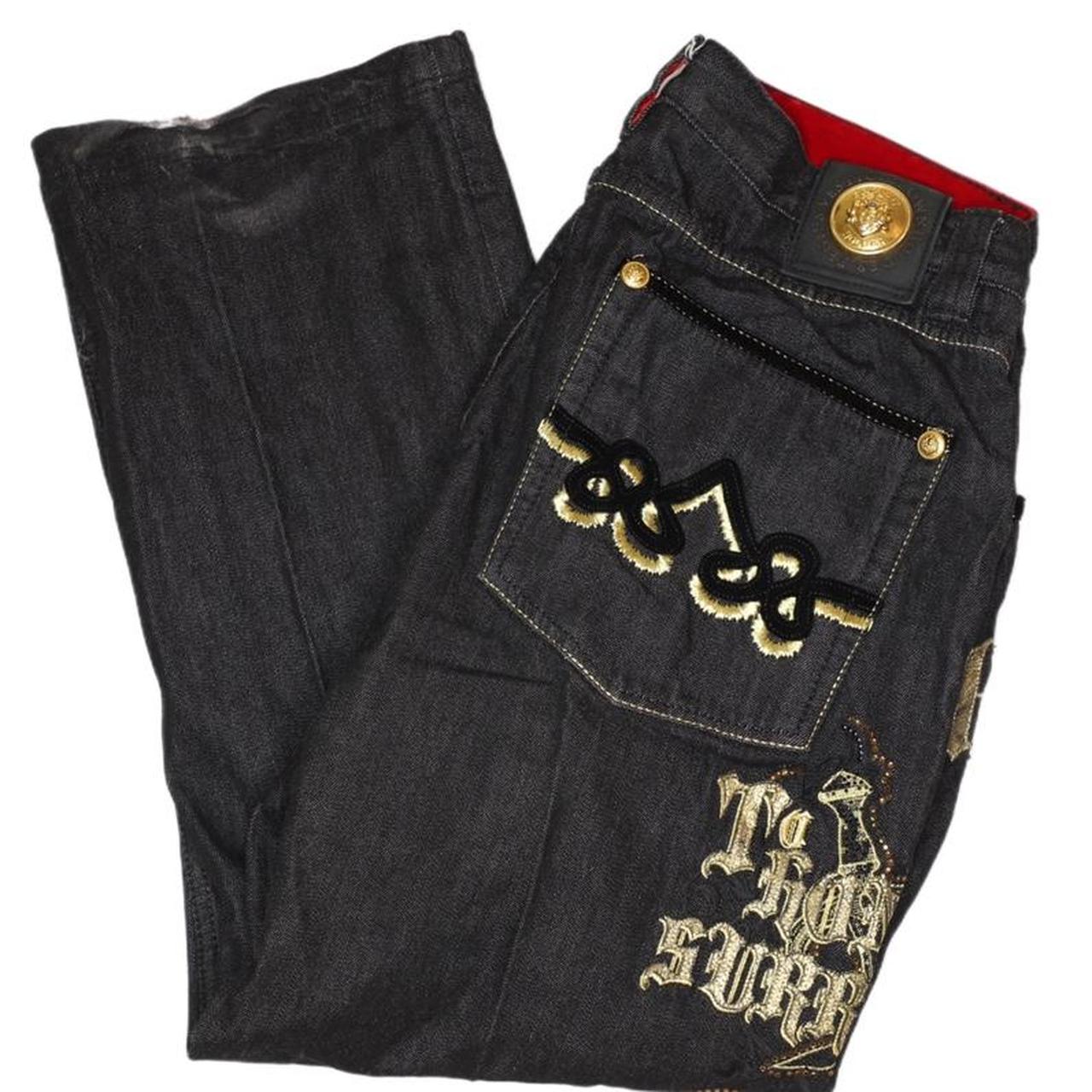 Embroidered Crown holder Y2K baggy jeans. Size 38 x | Depop
