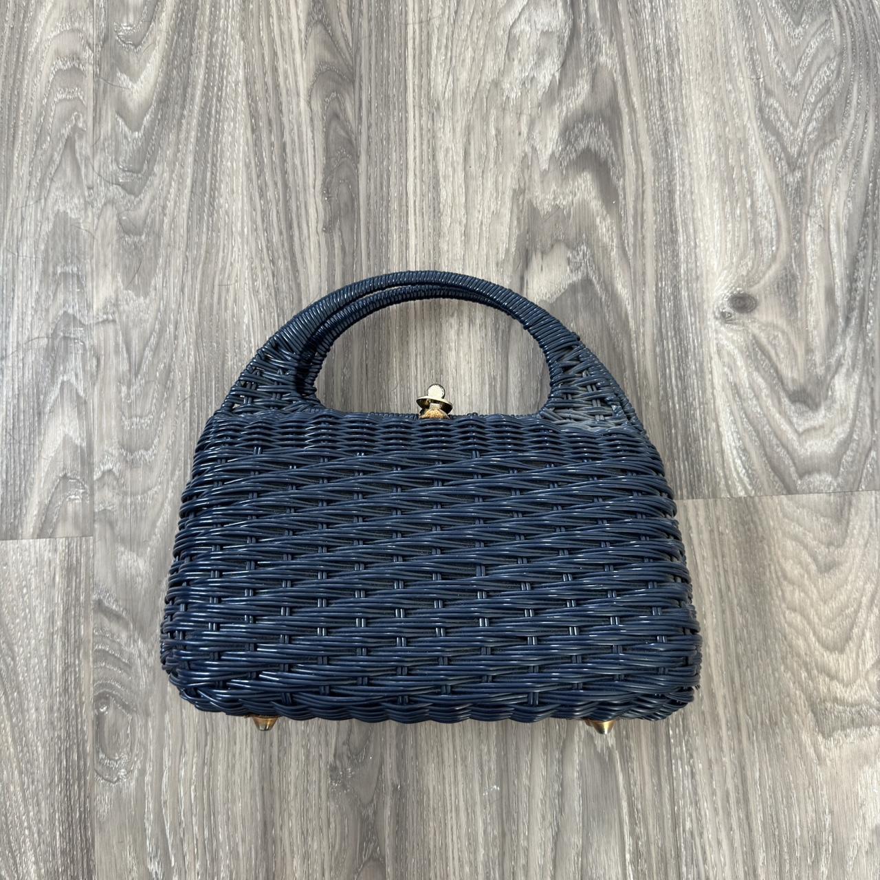 VTG Lesco Lona Navy orders Blue Wicker Purse