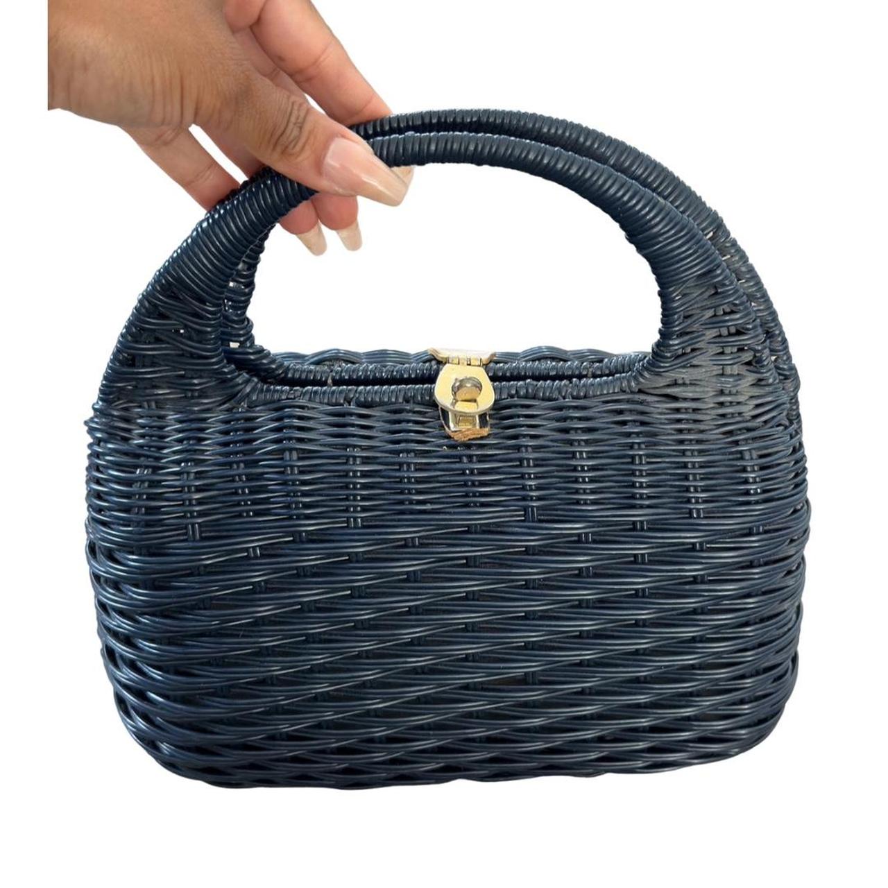 VTG Lesco Lona Navy orders Blue Wicker Purse