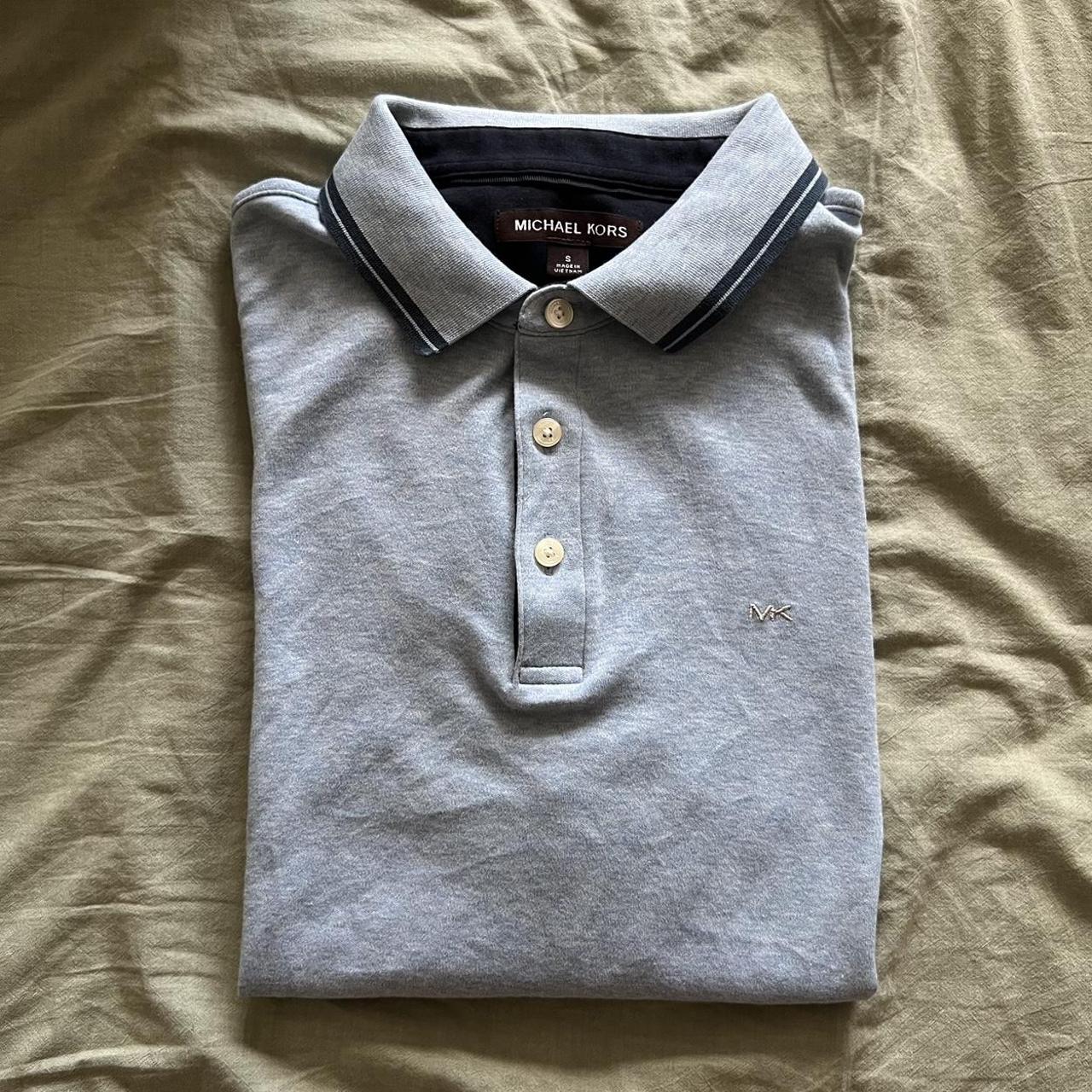 Michael Kors Men's Blue and Navy Polo-shirts | Depop