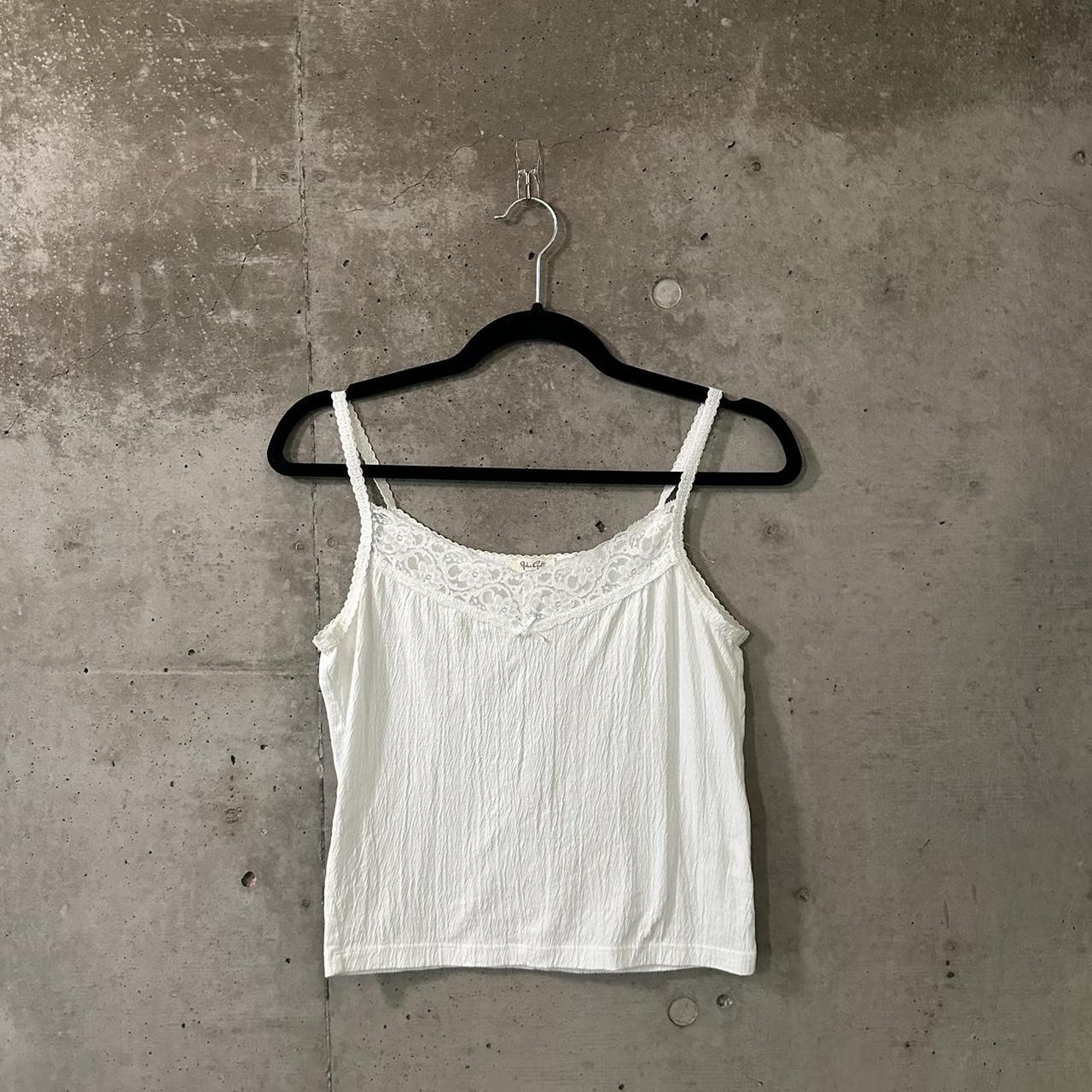 brandy melville white tank top with lace trim ✰ worn - Depop