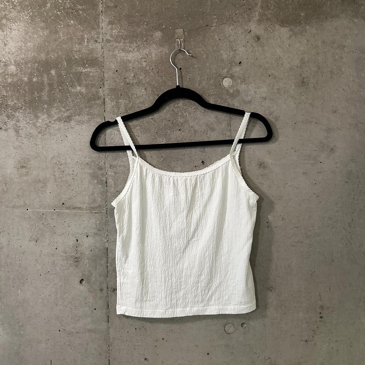 brandy melville white tank top with lace trim ✰ worn - Depop