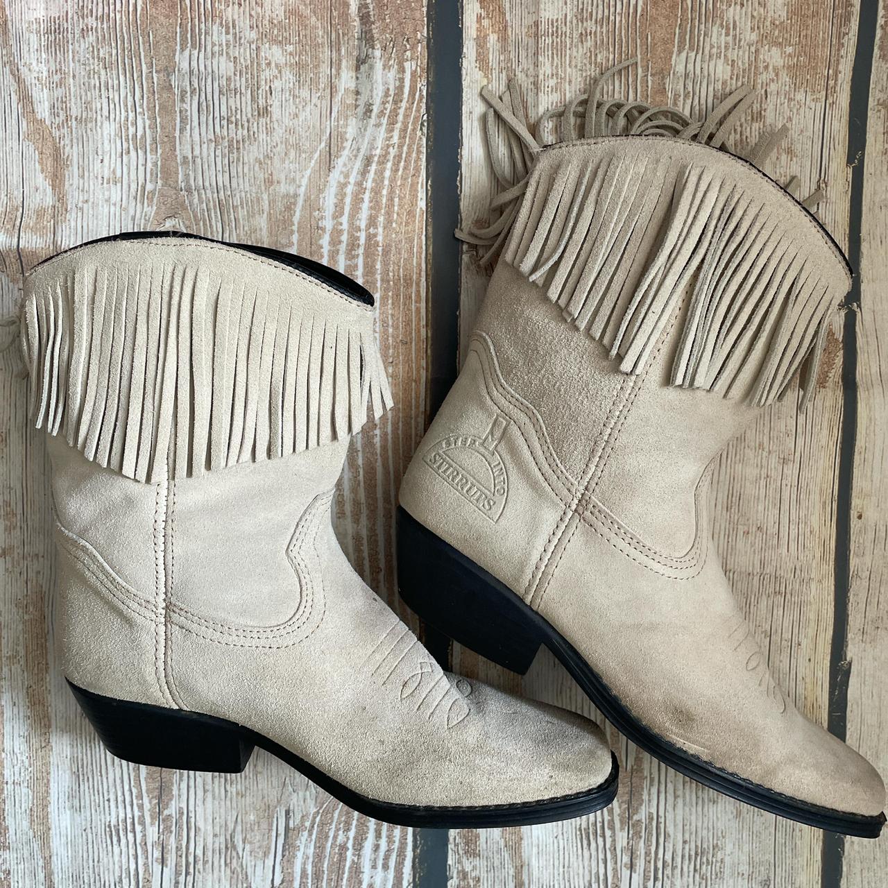 Step into stirrups beige cowboy ankle boots Size 39... - Depop