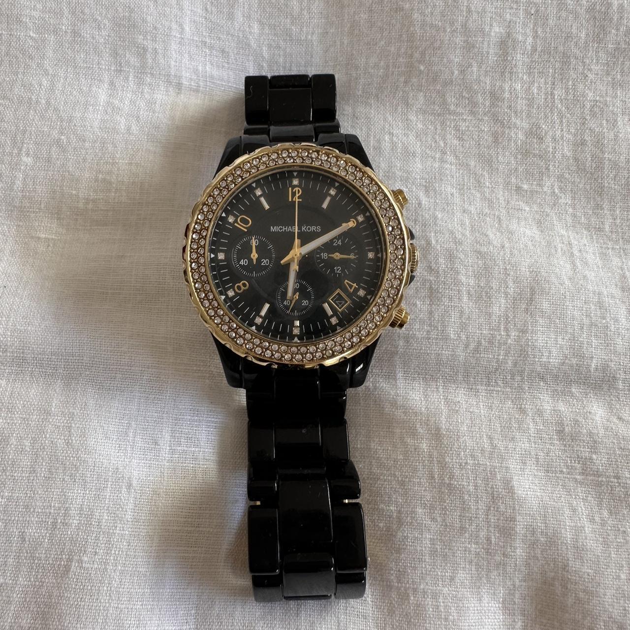 Michael kors watch women's black and gold hot sale