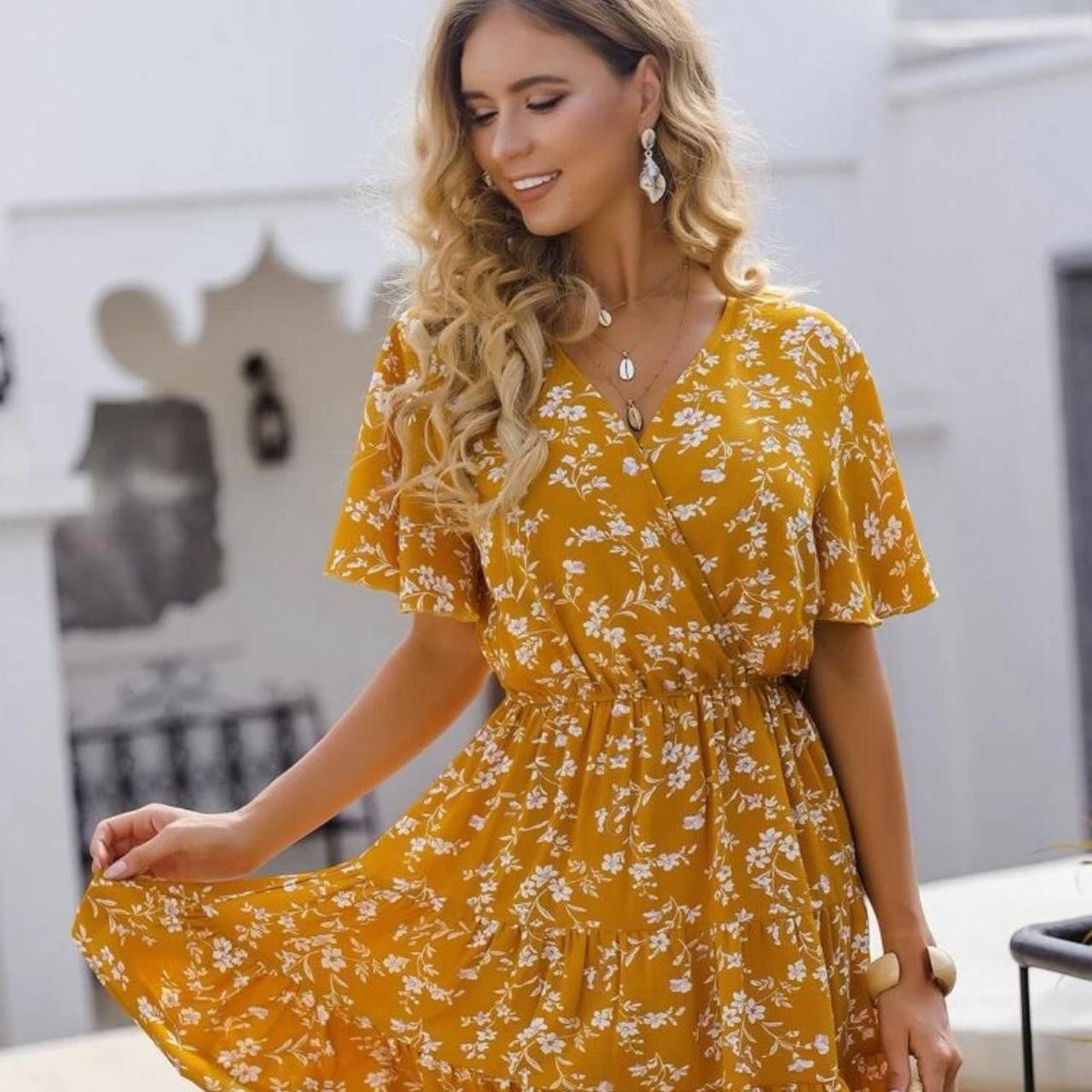 Short yellow sundress on sale