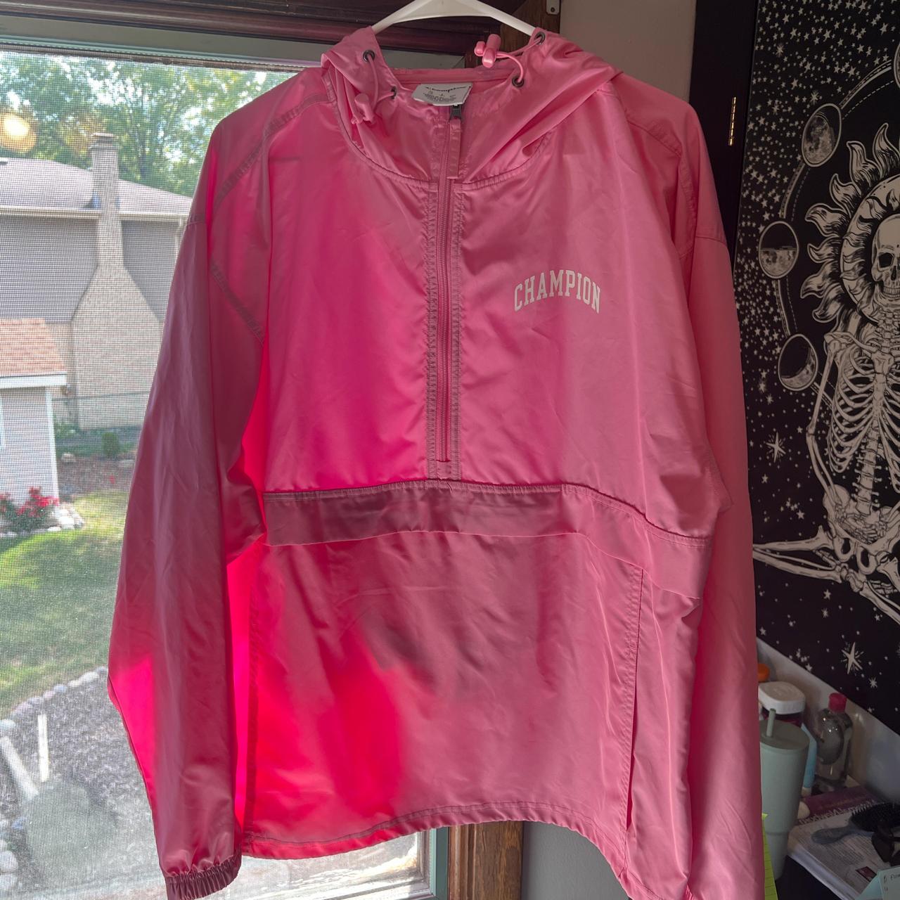 size women s large pink champion wind breaker Depop