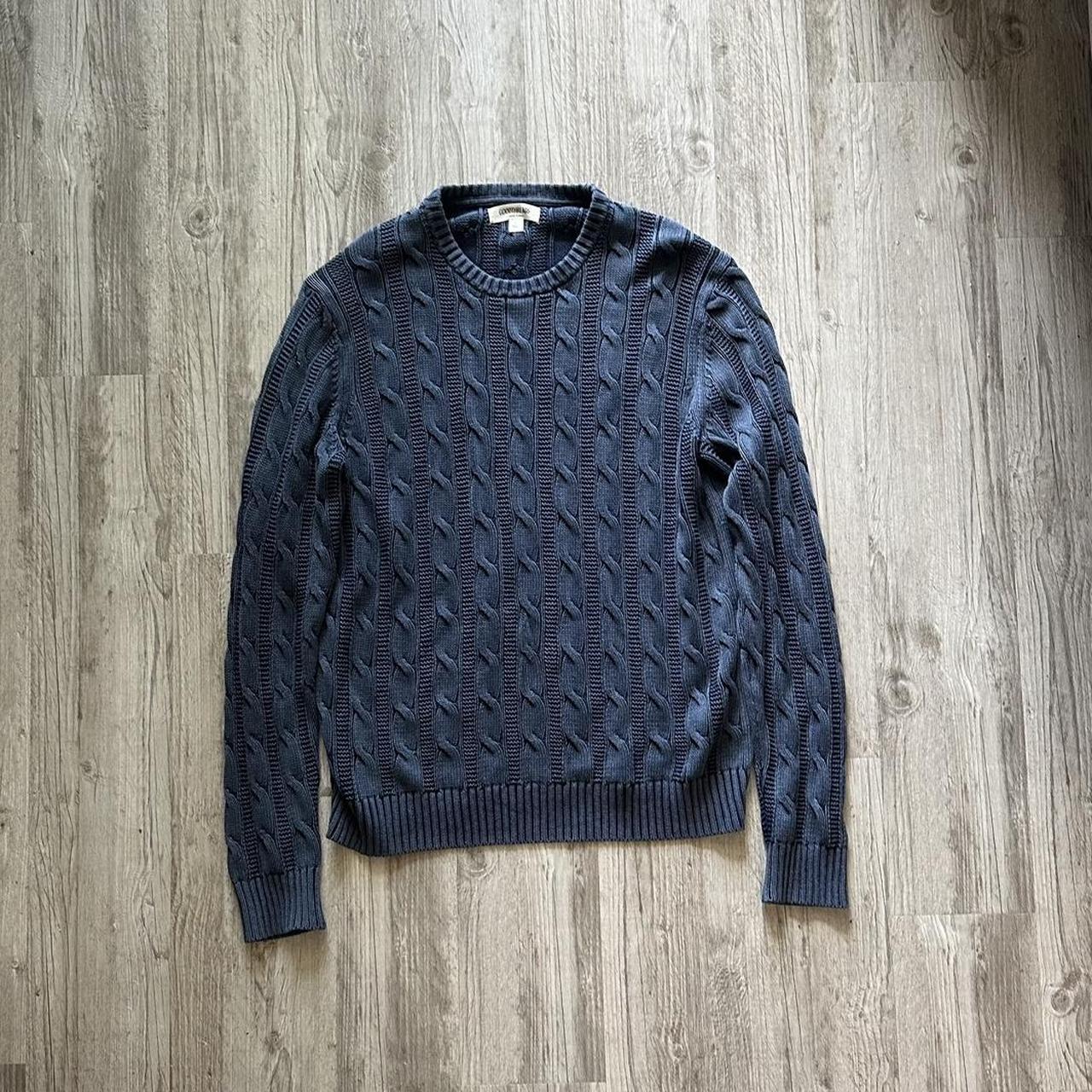 Navy blue cable knit sweater Depop