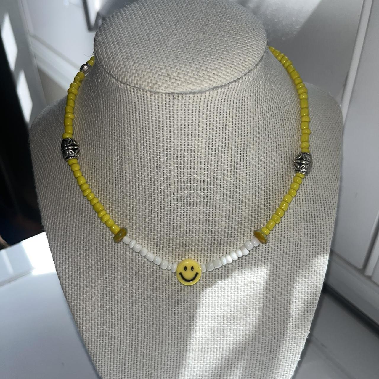 Adorable Smiley Face Beaded Necklace With Detail Depop