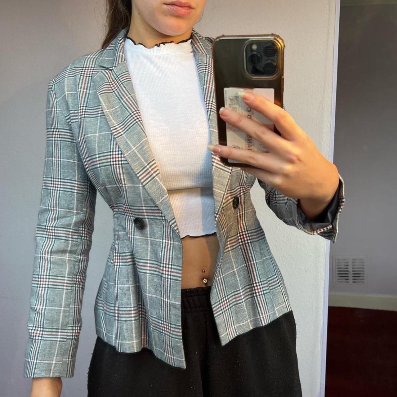 Double breasted plaid blazer topshop best sale