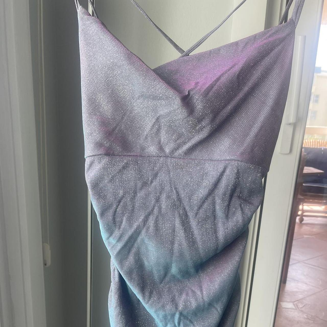 pink blue purple dress from dillards hoco... Depop