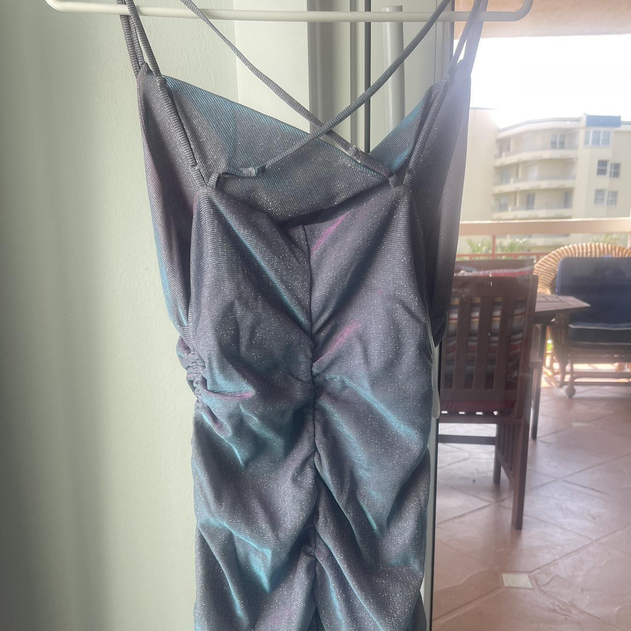 pink blue purple dress from dillards hoco... Depop