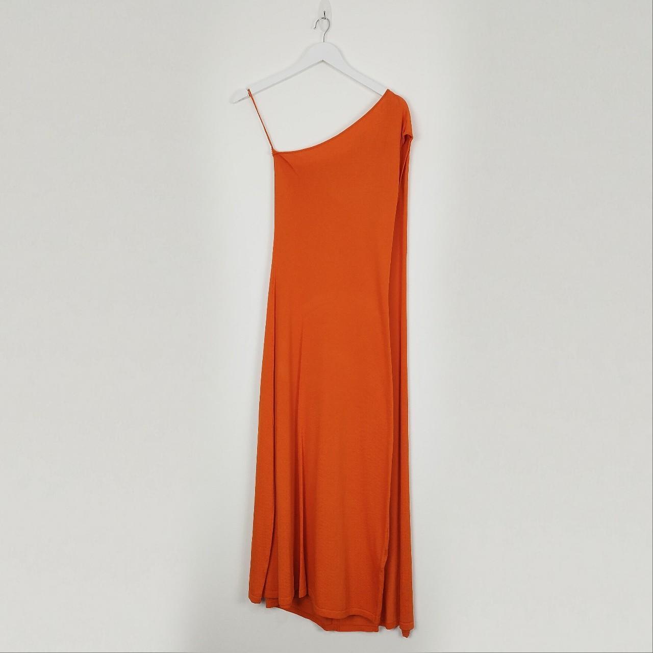 Zara Orange Sleeveless Knit Midi Dress With Cape Depop