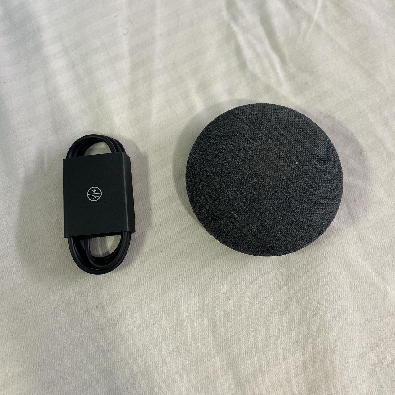 Black Google Home Mini speaker with 3rd party cable... - Depop