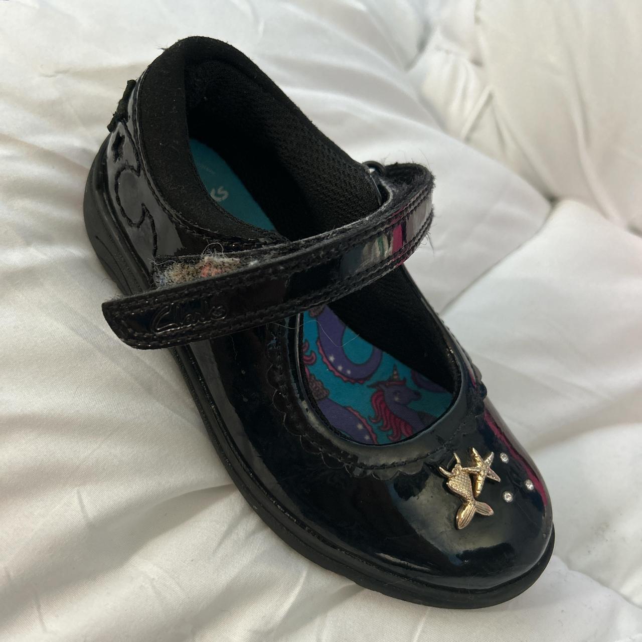 Clarks black Mary Jane shoes with gold starfish Depop