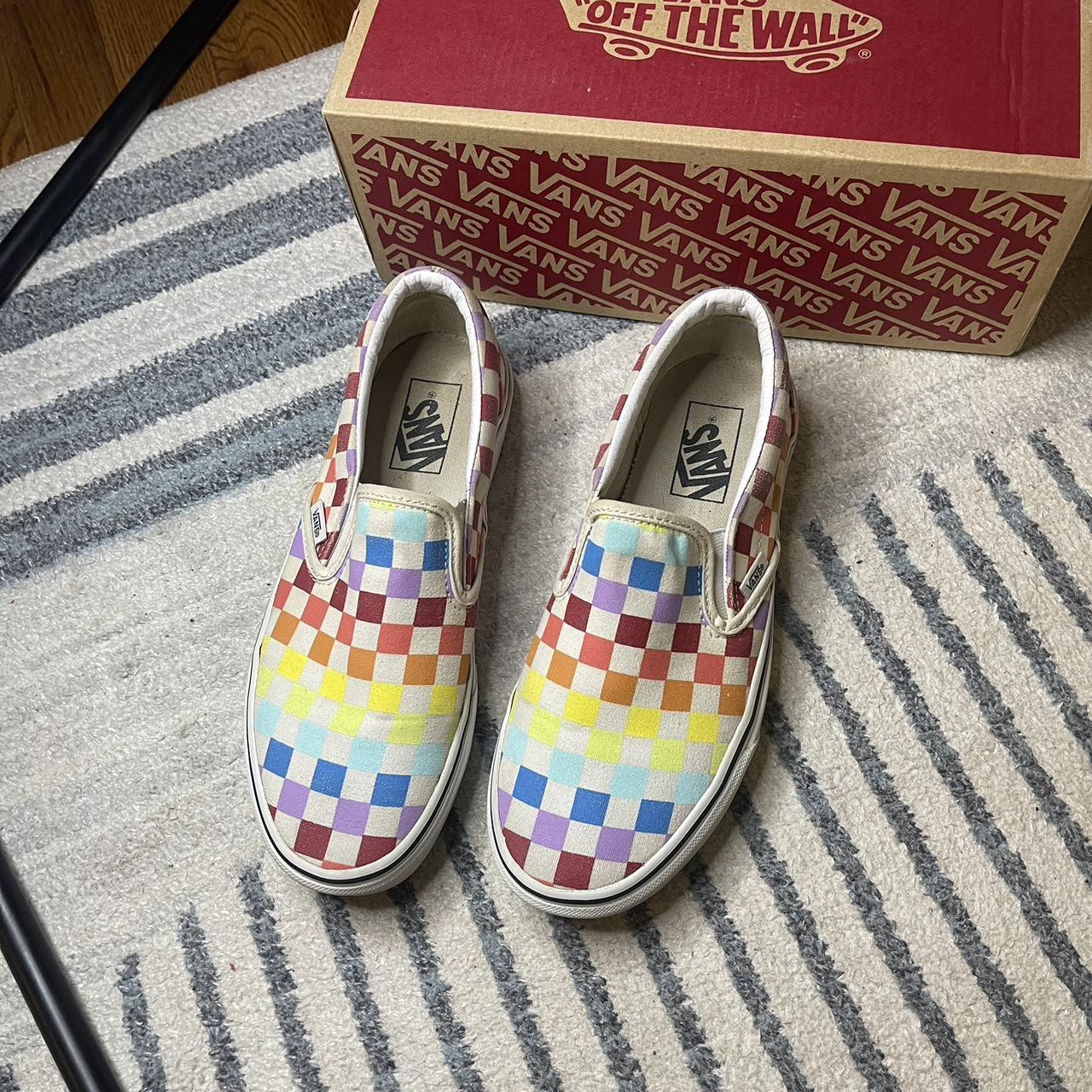 Rainbow chequered vans hotsell