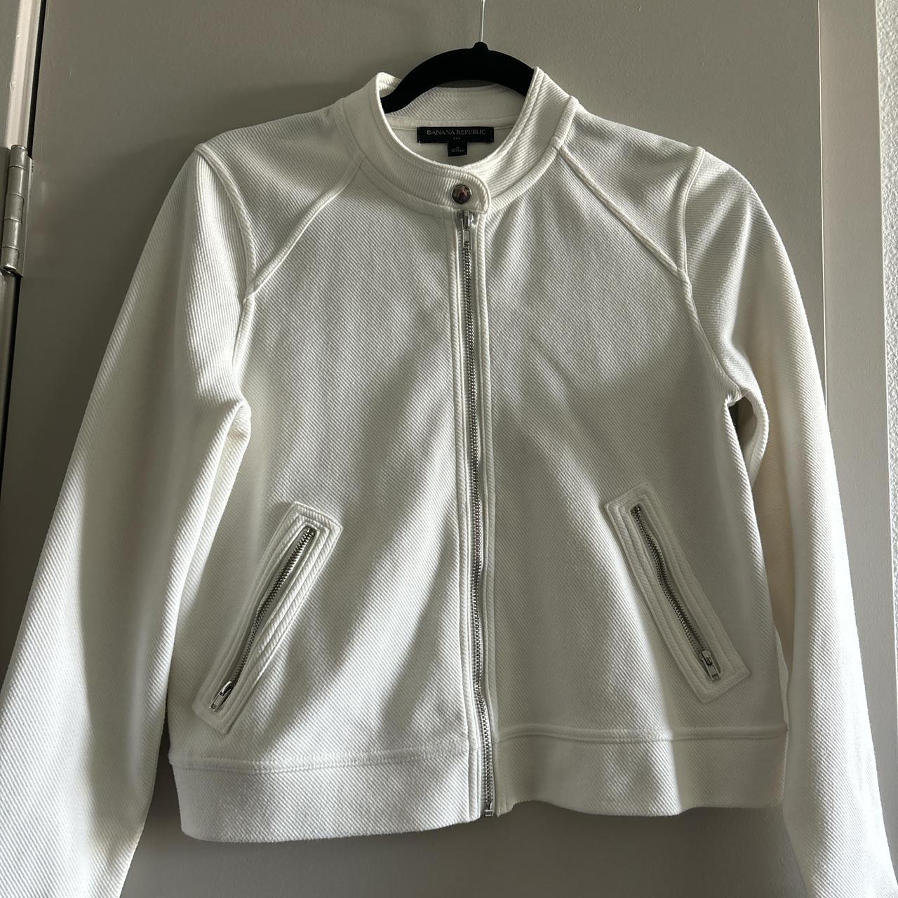 BANANA REPUBLIC size S White zip up jacket Depop