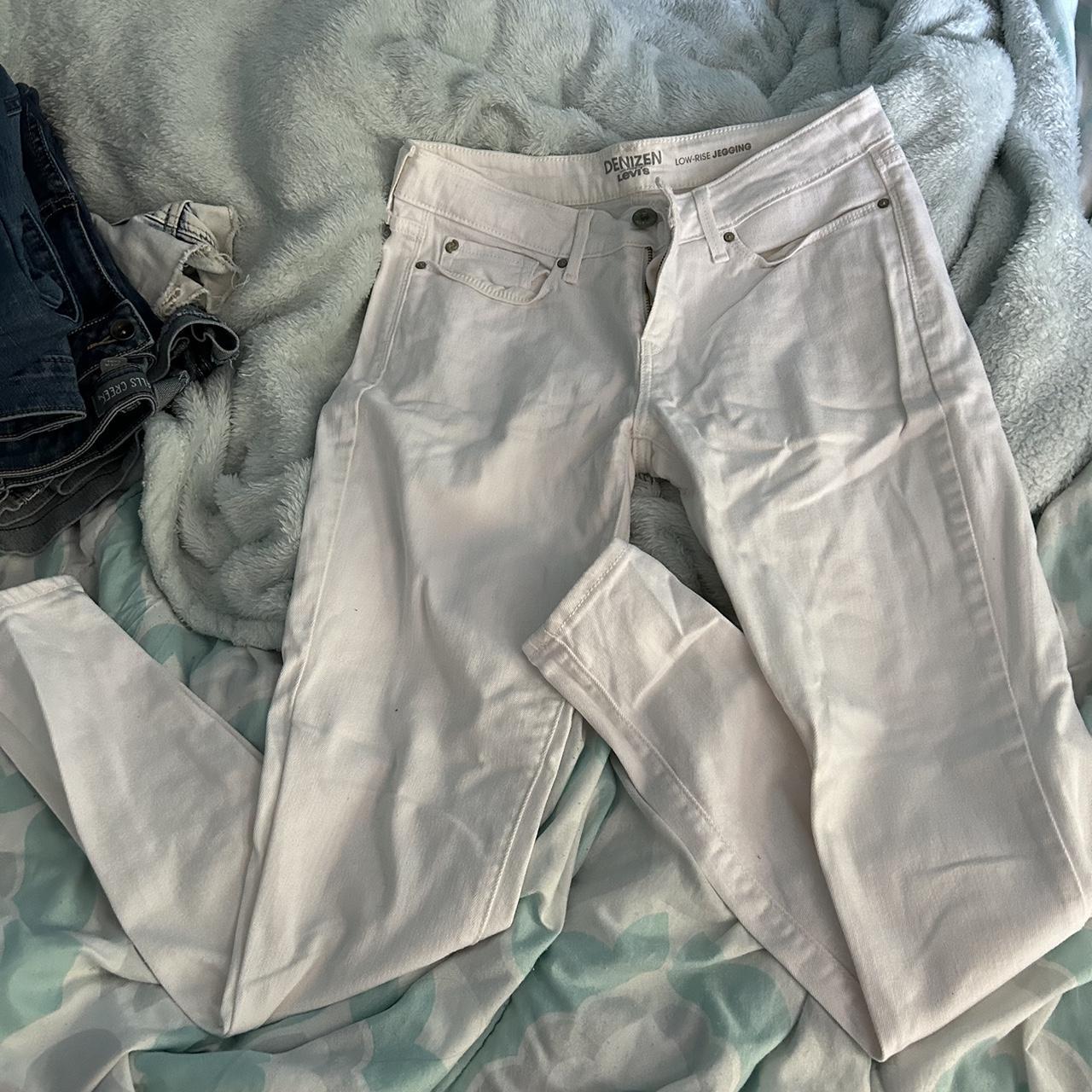 Low rise white jeans. Jeggings. Small dirt stain on. Depop