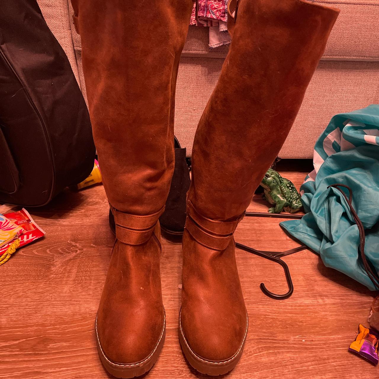 Brown knee high boots Size 9 wide width Wide calf Depop