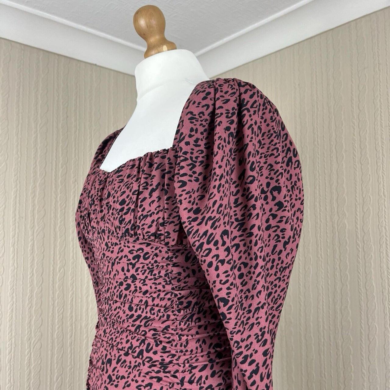 ZARA Marsala pink leopard puff shoulder ruched fitted mini dress hotsell BLOGGER FAV