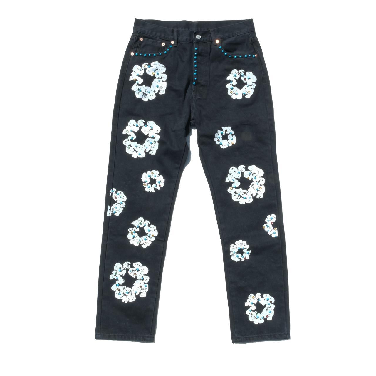 Studded Denim Tears Jeans Black Cotton | Depop