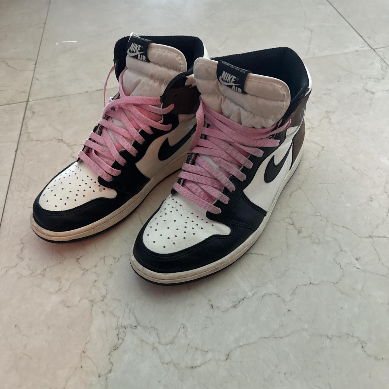 New Jordan mochas pink laces+black laces Depop