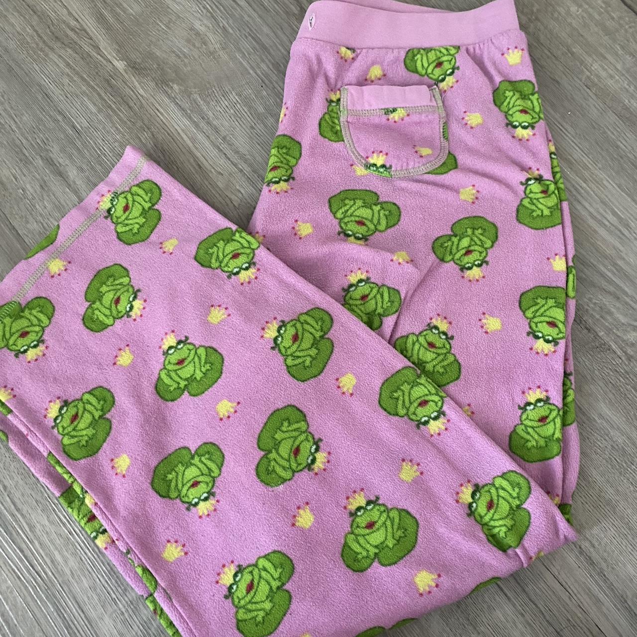 Y2K pink cute frog straight legged pj pants with. Depop