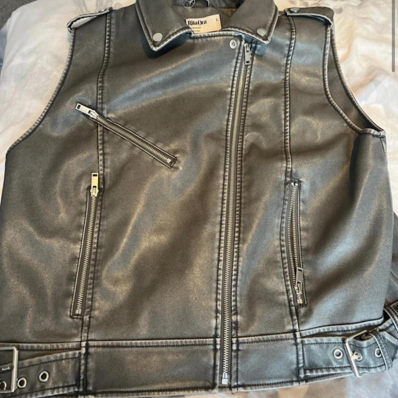 Rita Ora Zipped Open Collar Biker Gillet | Depop