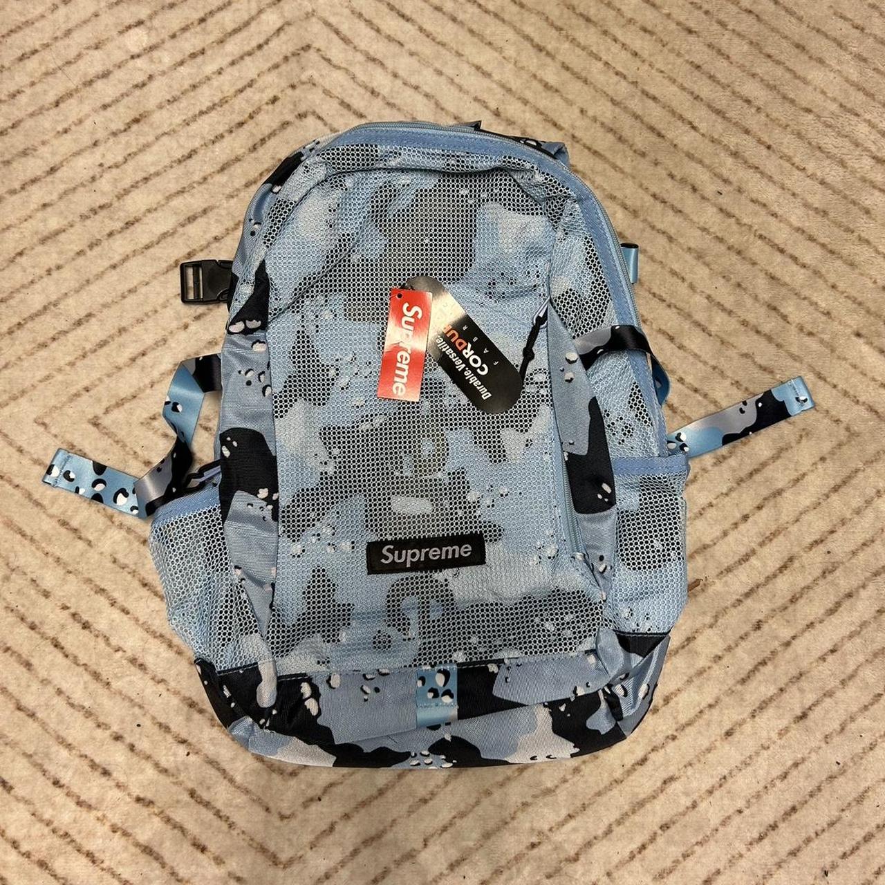 Blue supreme-backpack - Depop